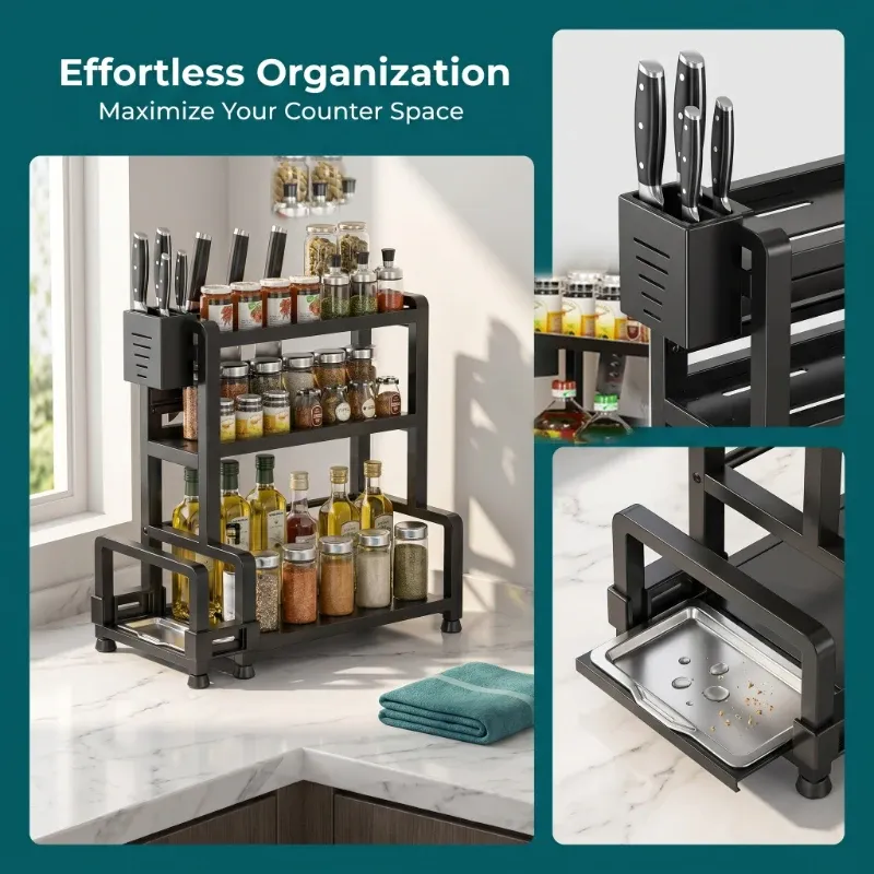 3-Tier Carbon Steel Kitchen Organizer 4