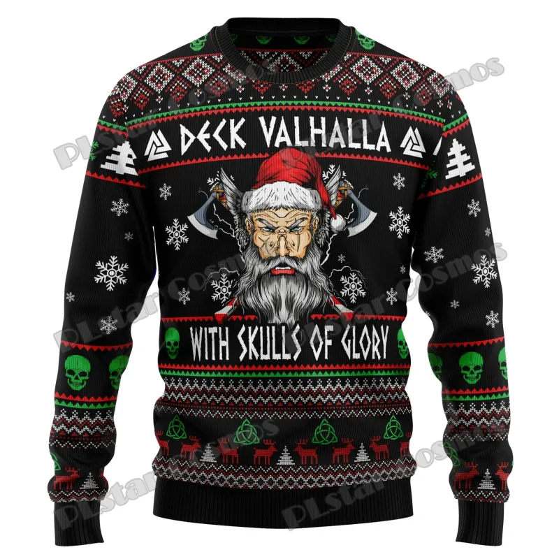 Valhalla Skulls 3D Ugly Christmas Sweater 3