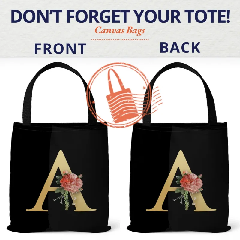 Personalized Canvas Tote Bag with Letter Printing 2