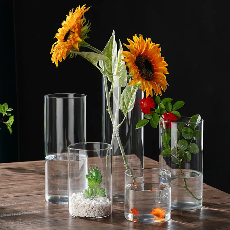Glass Cylinder Vases Set 4