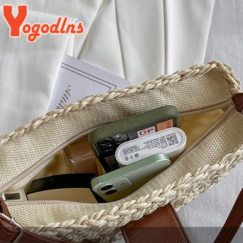 Yogodlns Summer Straw Crossbody Bag 6