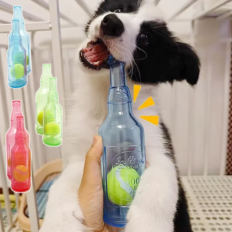 Beer Bottle Dog Chew Toy with Tennis Ball 1