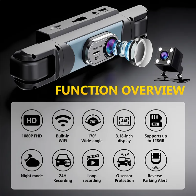 4-Channel WiFi Car DVR Dash Cam 1080P 2