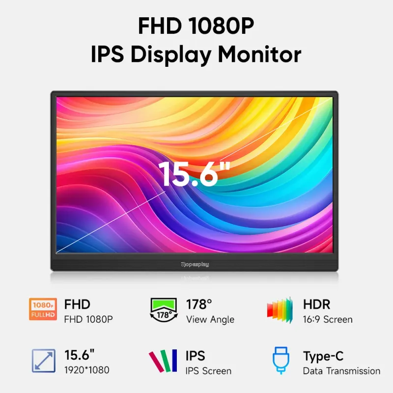 15.6" Portable Gaming Monitor 1080P 2