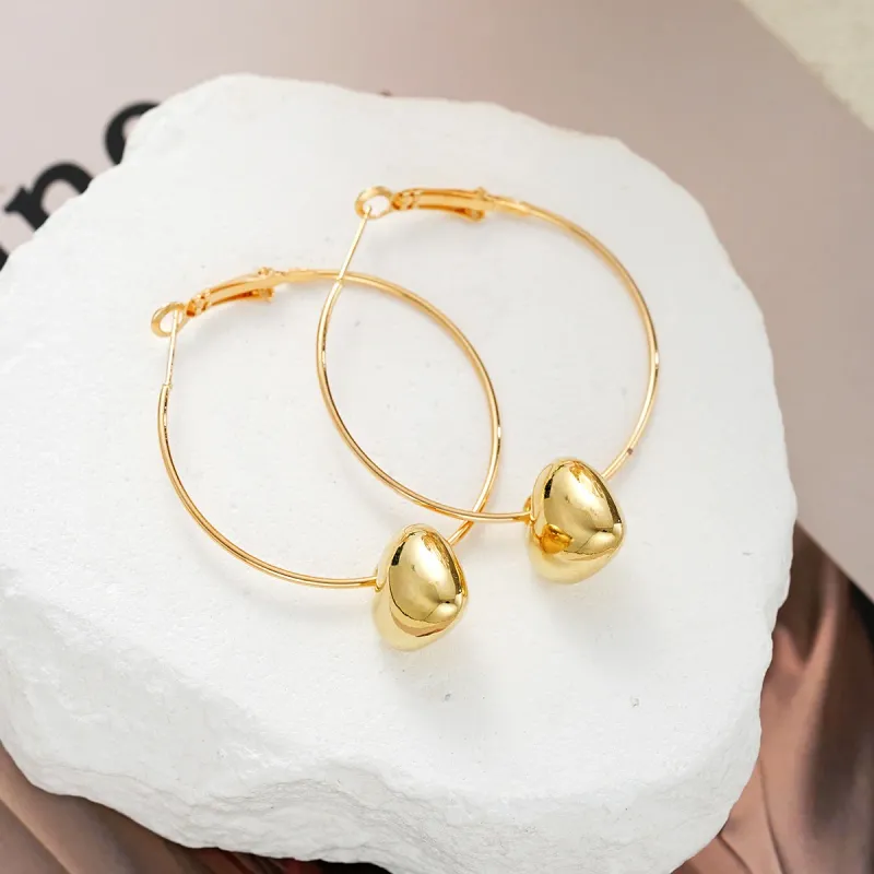 Gold Heart Drop Hoop Earrings 4