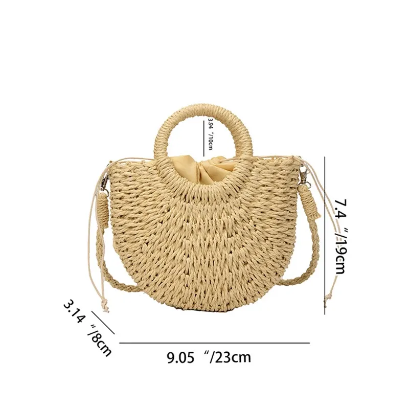 Half-Moon Rattan Beach Handbag 6