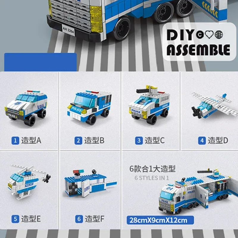 6-in-1 City Vehicle Building Blocks Set 3