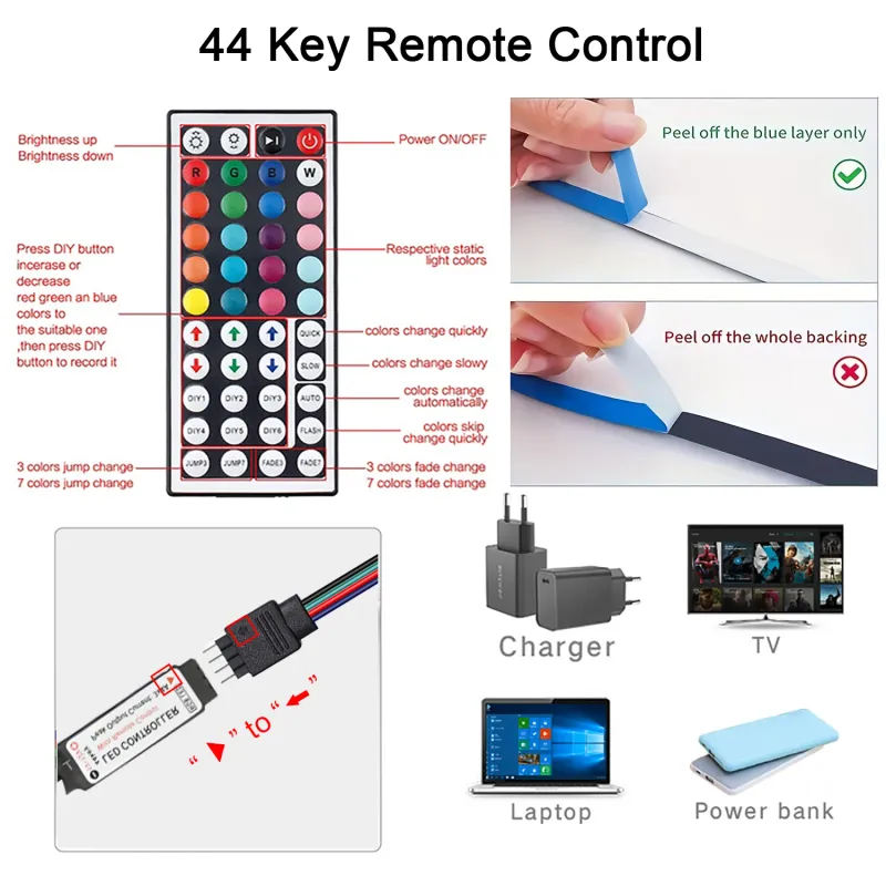 RGB LED Strip Light with Remote 5