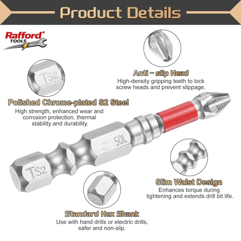 Rafford PH2 Screwdriver Bits Set 6PCS 2