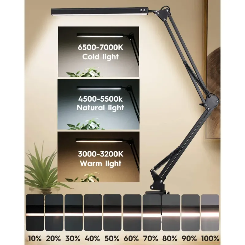 10W LED Swing Arm Desk Lamp with Clamp 2