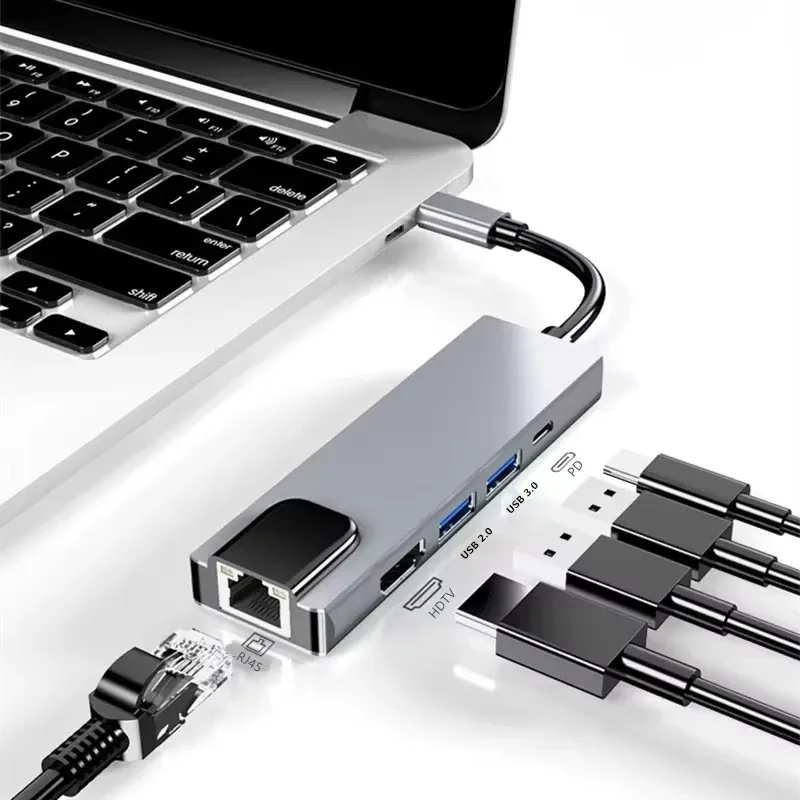 5-in-1 USB C Hub with 4K HDMI & Ethernet 1