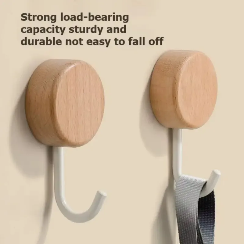 Solid Wood Self-Adhesive Wall Hook 5