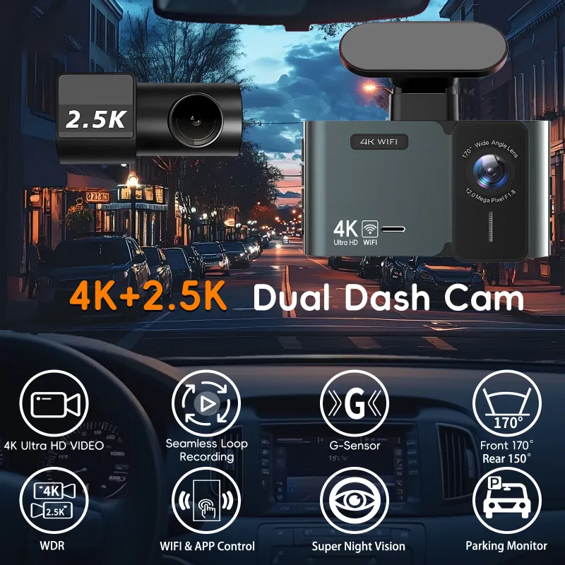 4K WiFi GPS Dual Lens Dash Cam 2