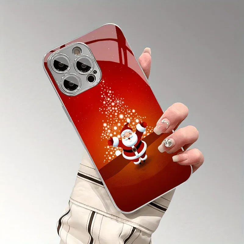 Christmas Santa Snowman iPhone Glass Case 3