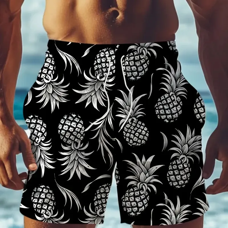 Men's 3D Pineapple Print Beach Shorts 6