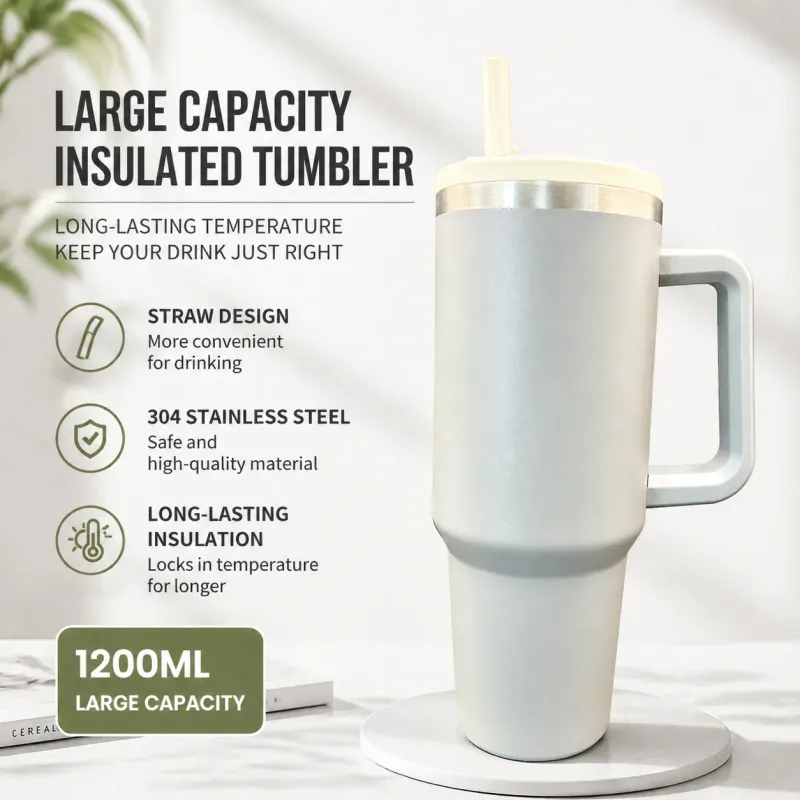 40oz Insulated Tumbler w/Handle & Straw 1