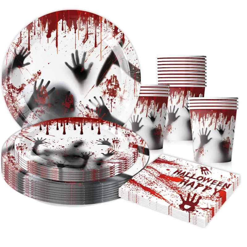 Blood Hand Print Halloween Tableware Set 1