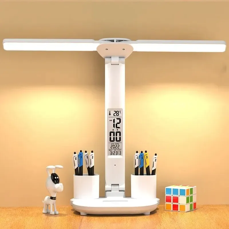 Dual Head LED Clock Desk Lamp 3