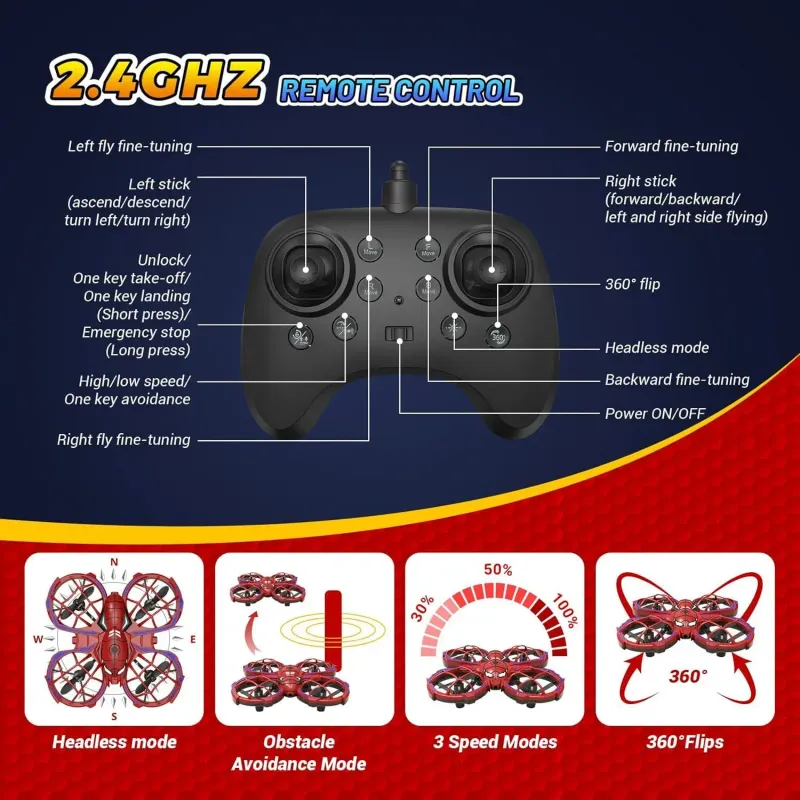 Mini Spider Drone (Red) - Beginner RC Toy 3