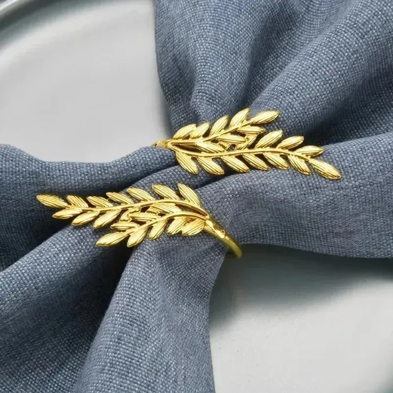 Gold Leaf Napkin Rings Holiday Set 3