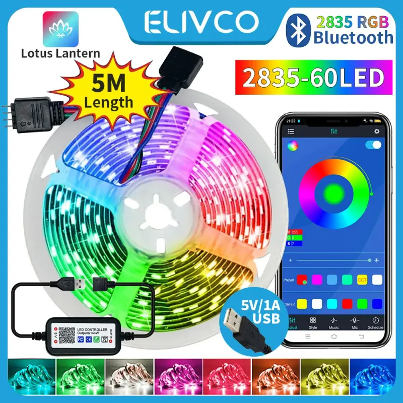 5M USB RGB LED Strip with Bluetooth App 1