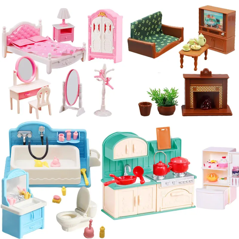 1:12 Dollhouse Furniture Bathroom & Living Room Set 2