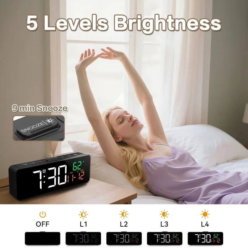 USB Digital Alarm Clock with Temp Display 4
