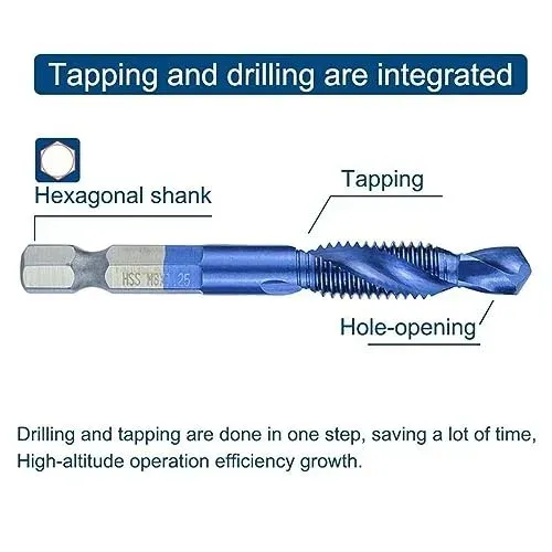 Titanium HSS Tap Drill Bits Set 6pc 2