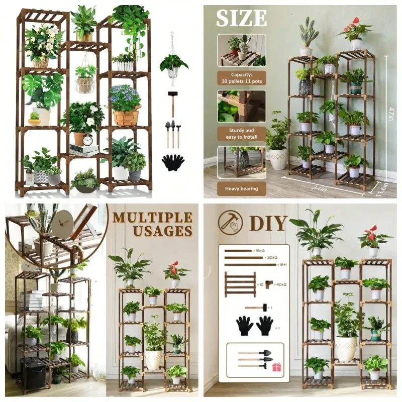 10-Tier Wood Plant Stand 2