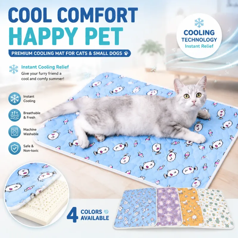 Pet Summer Cooling Beds Mats Cute Cartoon Pattern Cat Dog Sleeping Mat Kennel Ice Silk Cool Pad Floor Sofa Blanket Pet Supplies 1