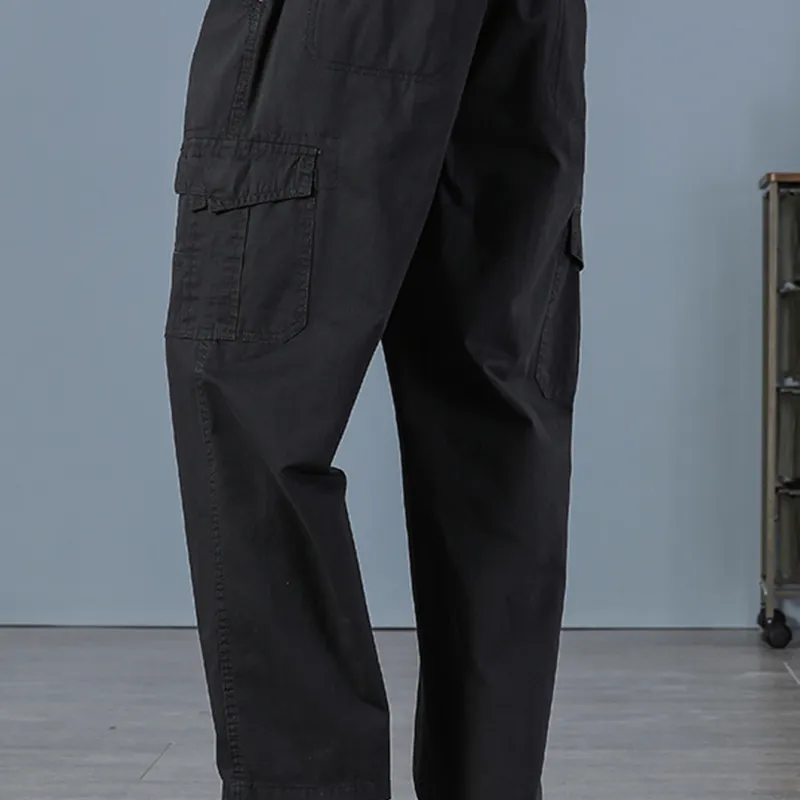 Men's Black Cotton Cargo Joggers 2