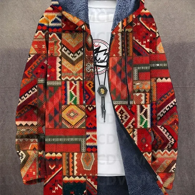 Retro Ethnic Plush Cardigan Coat 1