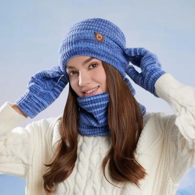 Winter Beanie Scarf Gloves 3pcs Set 1