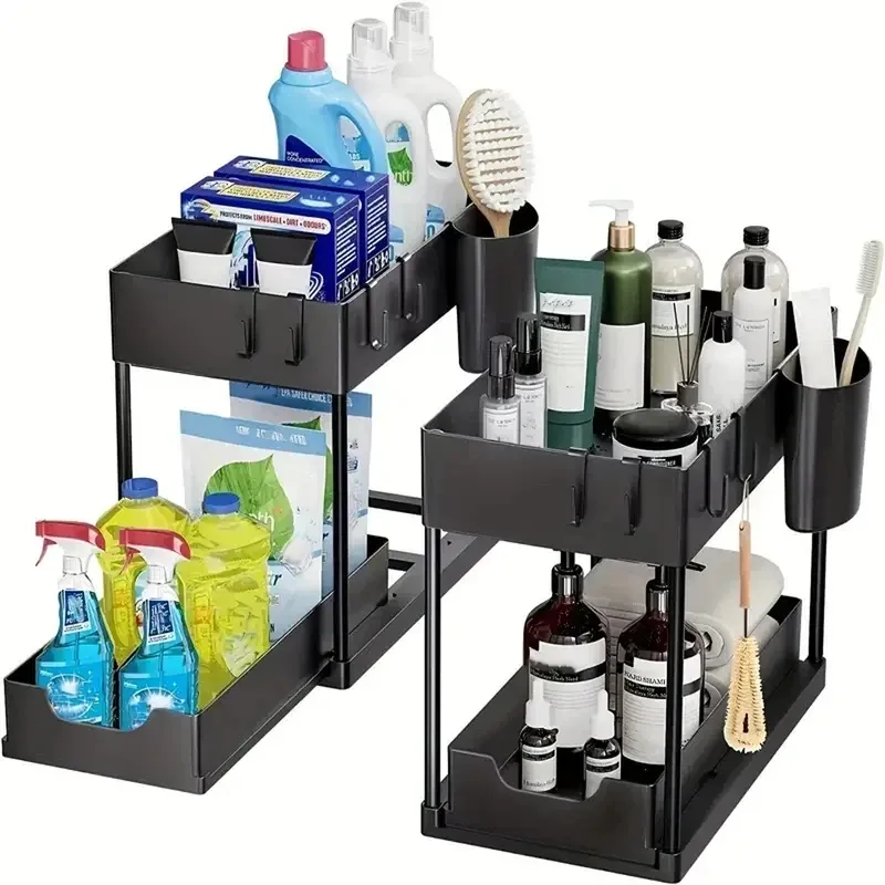 2-Tier Under Sink Sliding Organizer (2-Pack) 2