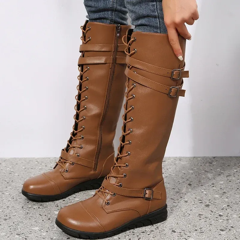 Gothic Punk Knee-High Combat Boots 2