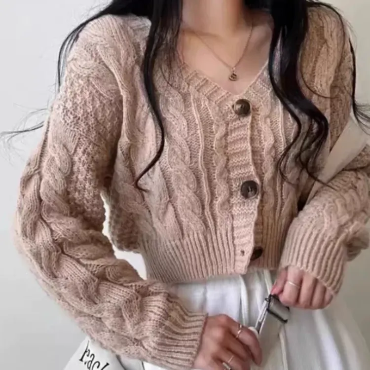 Cable Knit Crop Cardigan Sweater 5