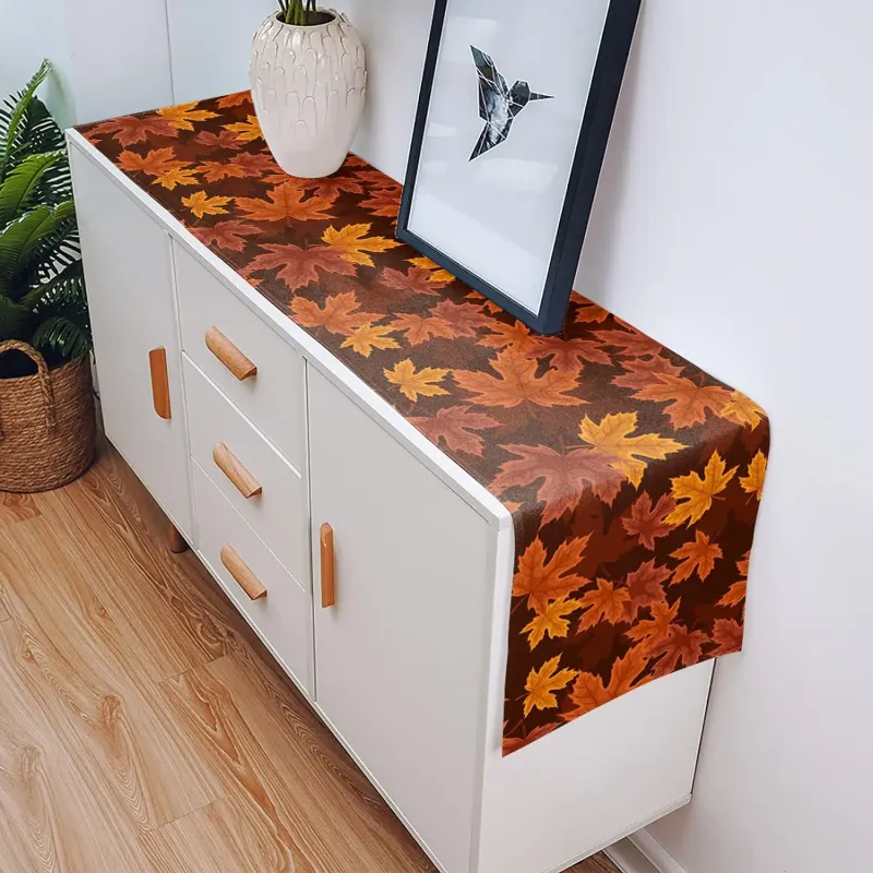 Maple Leaf Linen Table Runner 4