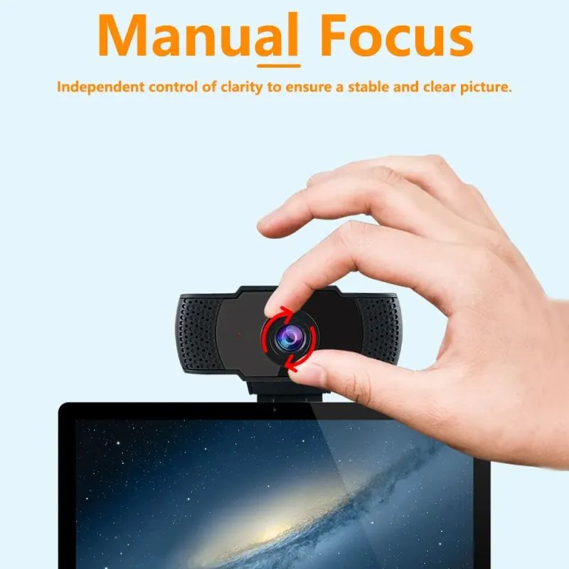 1080P HD Webcam with LED Light & Mic 4