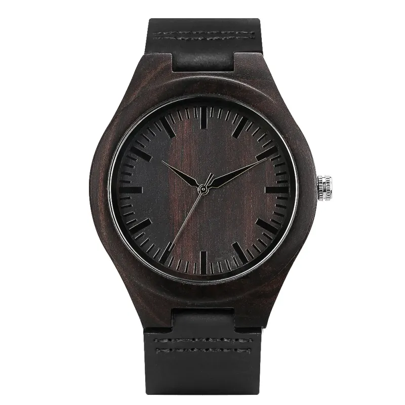 Classic Ebony Wood Quartz Men's Watch 1