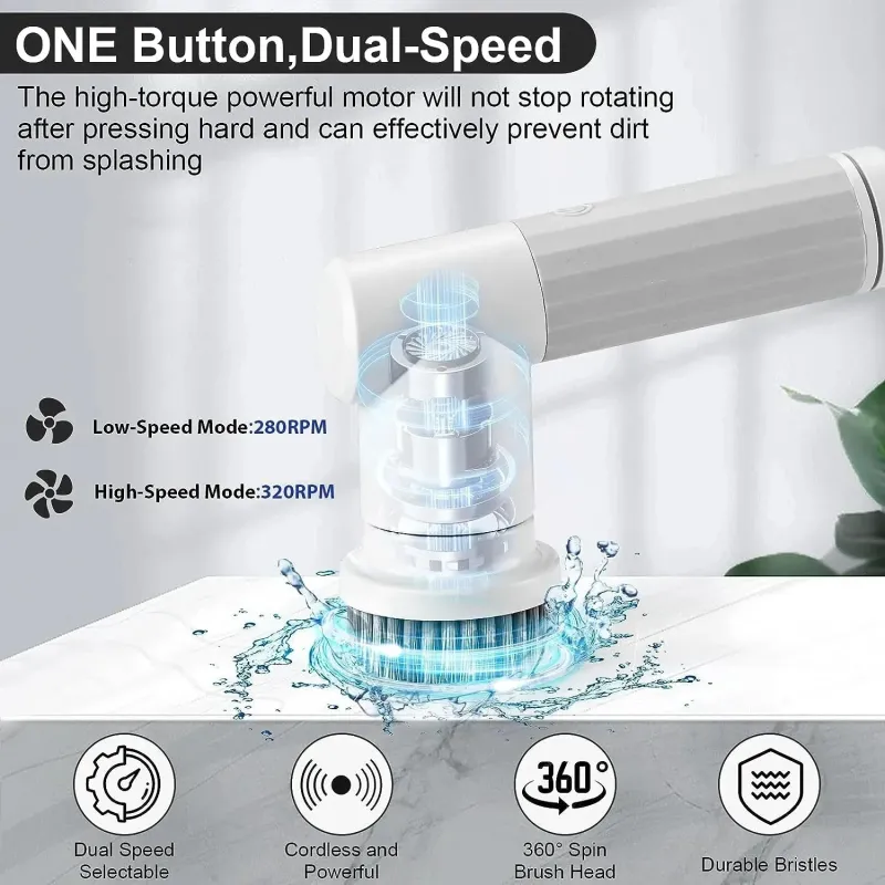 Cordless Electric Spin Scrubber with 6 Heads 6