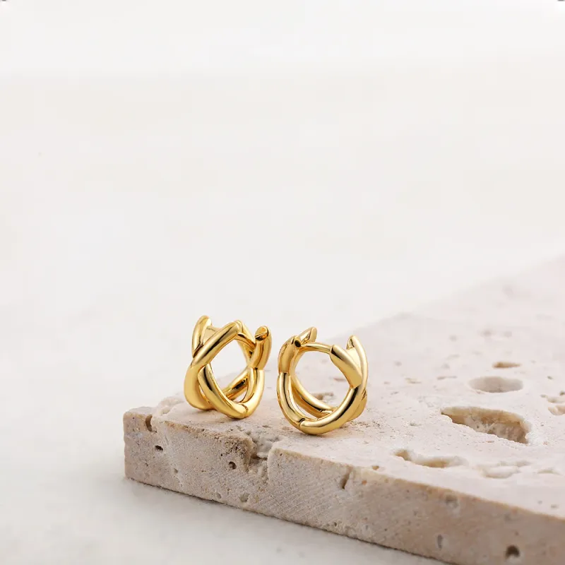 Criss-Cross Mini Huggie Hoop Earrings 3