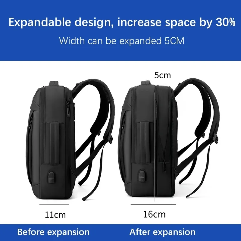 17" Waterproof Business Laptop Backpack with USB Charging 6