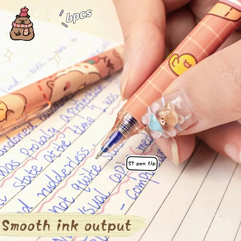 Capybara Gel Pens - 6Pcs Kawaii Set 2