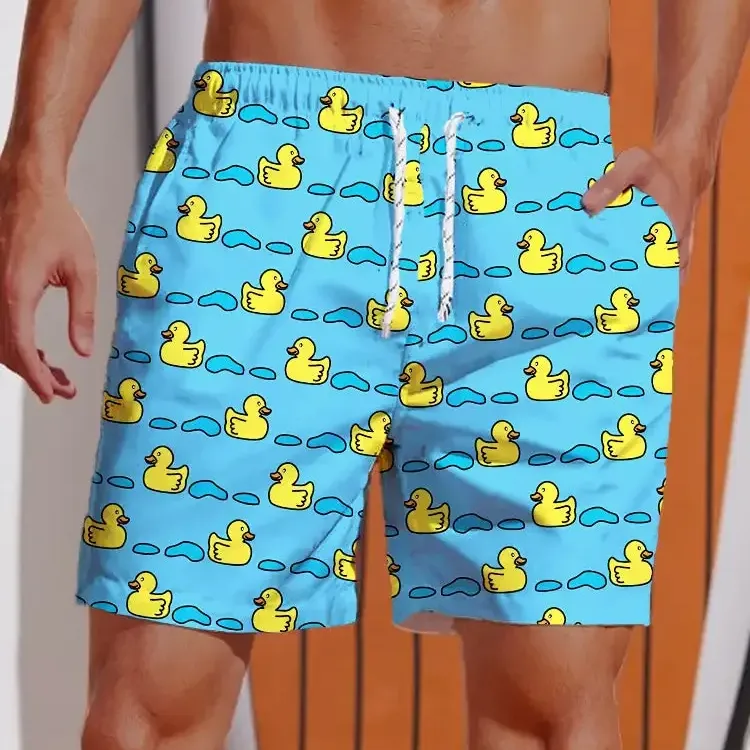 Men's Yellow Duck Hawaiian Swim Shorts 2