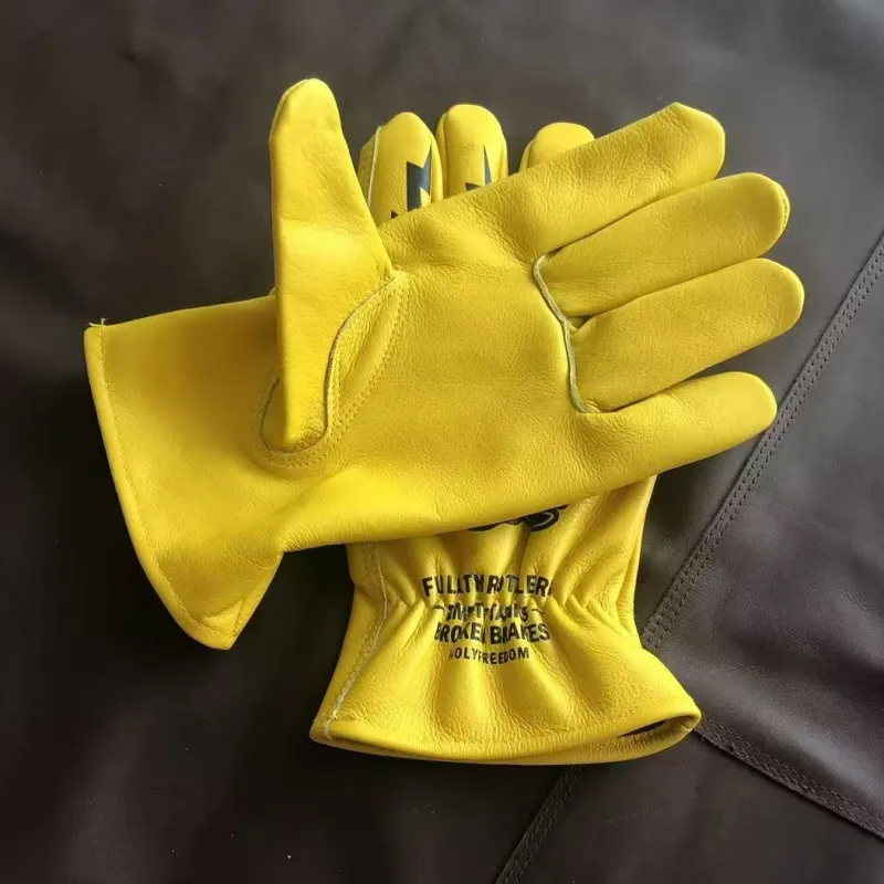 Vintage Skull Leather Motorcycle Gloves 3