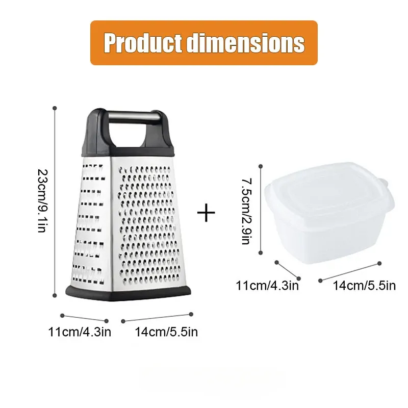 4-Sided Stainless Steel Box Grater w/ Container 6