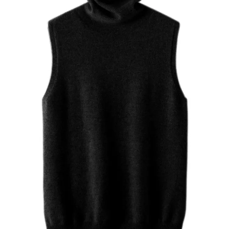 Merino Wool Turtleneck Sleeveless Vest 5