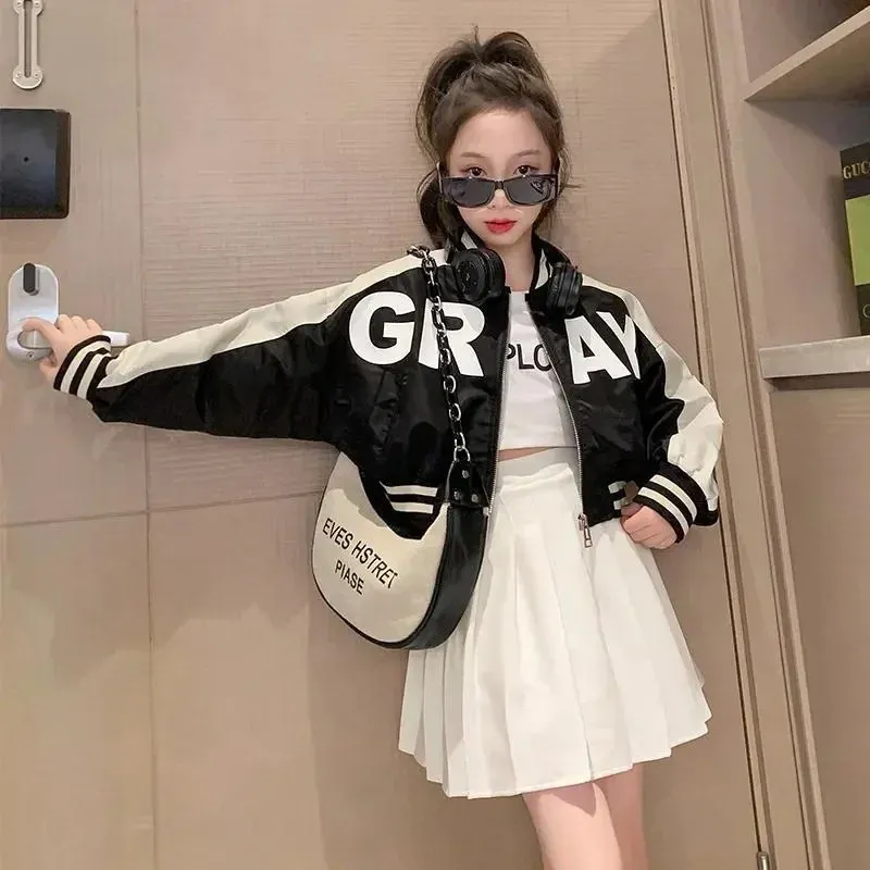 Girls Letter Zipper Windbreaker Jacket 3