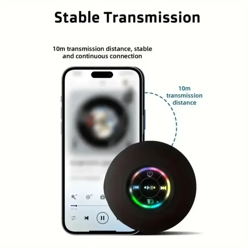 Водонепроницаемый Bluetooth-динамик для души с RGB-подсветкой 6