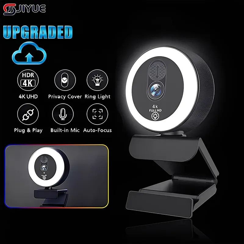 4K Webcam with Fill Light & Microphone 1